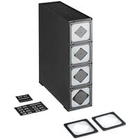 KleanTake by ServSense Black Countertop Slim Cup Dispenser Cabinet with 6 Fast-Changing Gaskets - 4 Slot