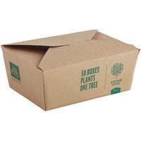 New Roots Kraft PLA-Lined Compostable #8 Take-Out Container 6" x 4 5/8" x 2 1/2" - 300/Case