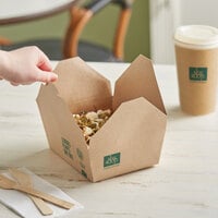 New Roots Kraft PLA-Lined Compostable #8 Take-Out Container 6 inch x 4 5/8 inch x 2 1/2 inch - 300/Case