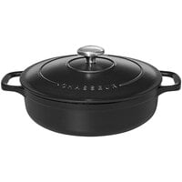 Chasseur 1.8 Qt. Black Enameled Cast Iron Brazier / Casserole Dish with Cover by Arc Cardinal FN437
