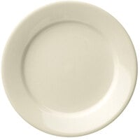 Libbey Porcelana Cream 10 1/2" Cream White Wide Rim Rolled Edge Porcelain Plate - 12/Case