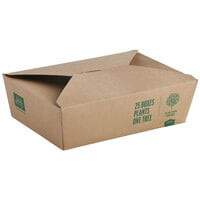 New Roots Kraft PLA-Lined Compostable #3 Take-Out Container 7 3/4" x 5 1/2" x 2 1/2" - 50/Pack
