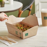 New Roots Kraft PLA-Lined Compostable #3 Take-Out Container 7 3/4 inch x 5 1/2 inch x 2 1/2 inch - 200/Case