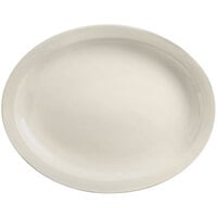 Libbey Porcelana Cream 9 1/2" x 7 3/4" Oval Cream White Narrow Rim Porcelain Platter - 12/Case