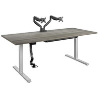 Bridgeport 64374BND 72" x 31 1/2" Gray Pro-Desk V-3 with Cable Spine, Tray, and Dual Monitor Arm