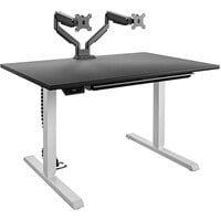 Bridgeport 64348BND 47 3/16" x 31 1/2" Black Pro-Desk V-3 with Cable Spine, Tray, and Dual Monitor Arm
