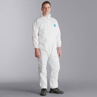 Malt Impact ProMax White Microporous Zipper Front Long Sleeve Coveralls with Elastic Wrists and Ankles