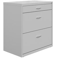 Hirsh Industries 25072 Space Solutions SOHO Arctic Silver Three-Drawer Lateral File Cabinet with Arc Pull Handles - 30" x 17 5/8" x 31 7/8"