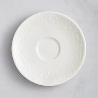 RAK Porcelain Blossom 5 1/8" Ivory Embossed Porcelain Espresso Cup Saucer - 12/Case