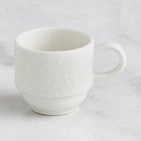 RAK Porcelain Blossom 3.1 oz. Ivory Embossed Porcelain Stackable Espresso Cup - 12/Case