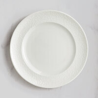 RAK Porcelain Blossom 10 5/8" Ivory Embossed Wide Rim Porcelain Flat Plate - 12/Case