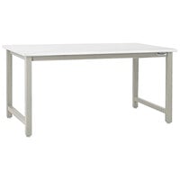 BenchPro Kennedy Series Laminate Top Adjustable Workbench with Gray Frame and Round Front Edge