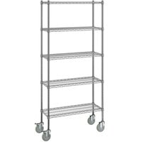 Steelton 14" x 36" NSF Chrome 5-Shelf Kit with 72" Posts and Casters
