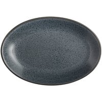 Acopa Embers 9 1/2" x 6 1/2" Midnight Blue Matte Coupe Stoneware Platter - 12/Case