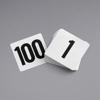 Tablecraft Plastic 4" Double-Sided Table Number Cards - 1 to 100
