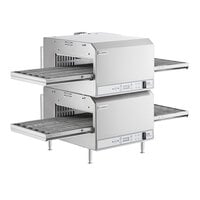 Lincoln V2500/1346 DCTI-V Double Stacked Countertop Impinger Ventless Electric Oven with Digital Controls and Extended 50" Belt - 208-240V, 12 kW