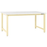 BenchPro Kennedy Series ESD LisStat Laminate Top Adjustable Workbench with Beige Frame and Round Front Edge