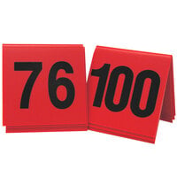 Cal-Mil 226-3 3" x 3" Red / Black Double-Sided Number Table Tents - 76 to 100