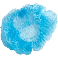 Choice 24" Blue Pleated Disposable Polypropylene Bouffant Cap - 100/Pack