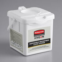 Rubbermaid 2135007 HYGEN 12" x 12" White Disposable Microfiber Cloth Charging Tub - 4/Case