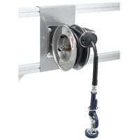 T&S B-7102-01 12' Open Compact Stainless Steel Hose Reel with EB-0107 High Flow Spray Valve