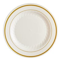 WNA Comet MP6IPREM 6" Ivory Masterpiece Plastic Plate with Gold Accent Bands - 150/Case