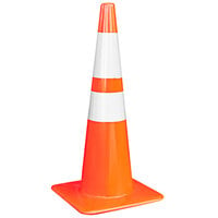 28" x 13 3/4" Traffic Cone with 7 lb. Base and Double Reflective Bands
