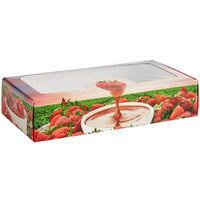 9 1/8" x 4 1/2" x 2" 1-Piece 1 lb. Windowed Chocolate Covered Strawberry Box - 250/Case