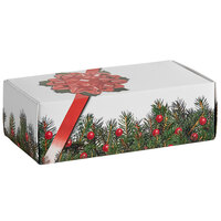 5 1/2" x 2 3/4" x 1 3/4" 1-Piece 1/2 lb. Bow and Berries Print Candy Box - 250/Case