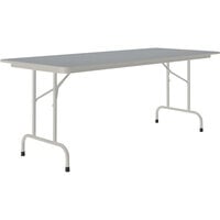 Correll 30" x 60" Gray Granite Thermal-Fused Laminate Top Folding Table with Gray Frame