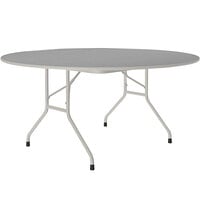 Correll 60" Round Gray Granite Thermal-Fused Laminate Top Folding Table with Gray Frame