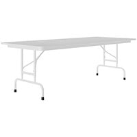 Correll 30" x 72" Gray Granite 22" - 32" Adjustable Height Thermal-Fused Laminate Top Folding Table with Gray Frame