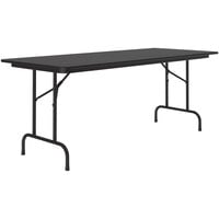 Correll 30" x 72" Black Granite Thermal-Fused Laminate Top Folding Table with Black Frame
