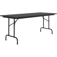 Correll 30" x 60" Black Granite Thermal-Fused Laminate Top Folding Table with Black Frame
