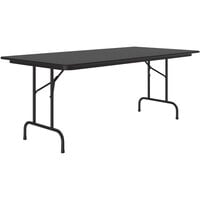 Correll 36" x 72" Black Granite Thermal-Fused Laminate Top Folding Table with Black Frame