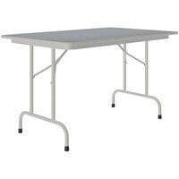 Correll 30" x 48" Gray Granite Thermal-Fused Laminate Top Folding Table with Gray Frame