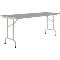 Correll 24" x 96" Gray Granite Thermal-Fused Laminate Top Folding Table with Gray Frame