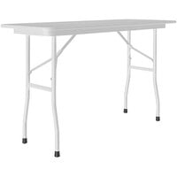 Correll 18" x 48" Gray Granite Thermal-Fused Laminate Top Folding Table with Gray Frame