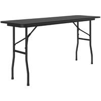 Correll 18" x 96" Black Granite Thermal-Fused Laminate Top Folding Table with Black Frame