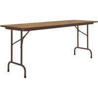Correll 24" x 96" Medium Oak Thermal-Fused Laminate Top Folding Table with Brown Frame
