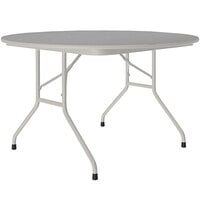 Correll 48" Round Gray Granite Thermal-Fused Laminate Top Folding Table with Gray Frame