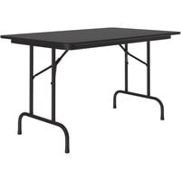 Correll 30" x 48" Black Granite Thermal-Fused Laminate Top Folding Table with Black Frame
