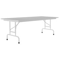 Correll 30" x 60" Gray Granite 22" - 32" Adjustable Height Thermal-Fused Laminate Top Folding Table with Gray Frame