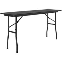 Correll 18" x 60" Black Granite Thermal-Fused Laminate Top Folding Table with Black Frame