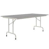 Correll 36" x 96" Gray Granite Thermal-Fused Laminate Top Folding Table with Gray Frame