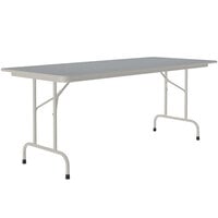 Correll 30" x 96" Gray Granite Thermal-Fused Laminate Top Folding Table with Gray Frame