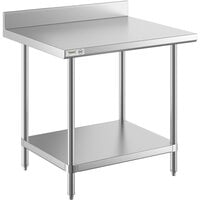 Regency 30" x 36" 16-Gauge Stainless Steel Commercial Work Table with 4" Backsplash and Undershelf