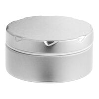 2 1/8" x 3/4" Silver Tin with Plastic Cup and Notched Lid - 700/Case