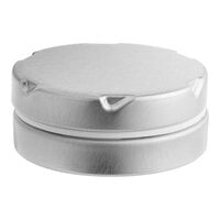 1 5/8" x 5/8" Silver Tin with Plastic Ring and Notched Lid - 1240/Case