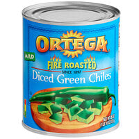 Ortega Fire Roasted Diced Green Chiles 26 oz. - 12/Case